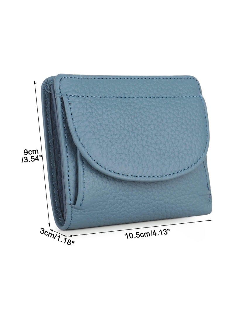 Y&D Small Leather Purse for Women, Mini Wallet with RFID Protection and Coin Tray, Compact Card Holder Organizer, Blue  - Image 4