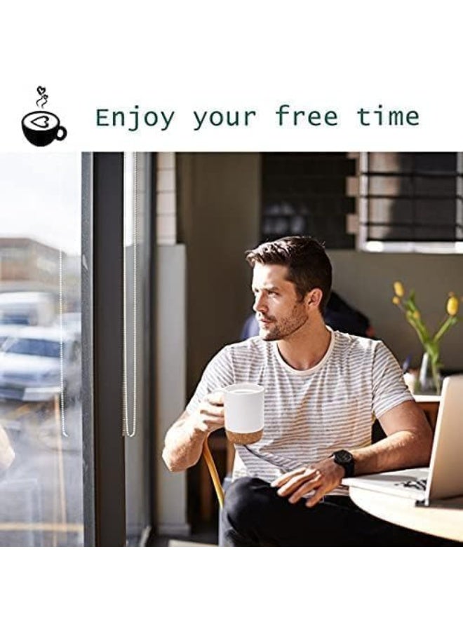 4 مجموعة أكواب القهوة ، أكواب السيراميك مع قاعدة الفلش المعزولة ، أكواب القهوة القابلة لإعادة الاستخدام مع مقبض وغطاء برش للاستخدام المنزلي والمكتب ، مجموعة هدايا للرجال والنساء (2 أسود ، 2 أبيض) - Image 5