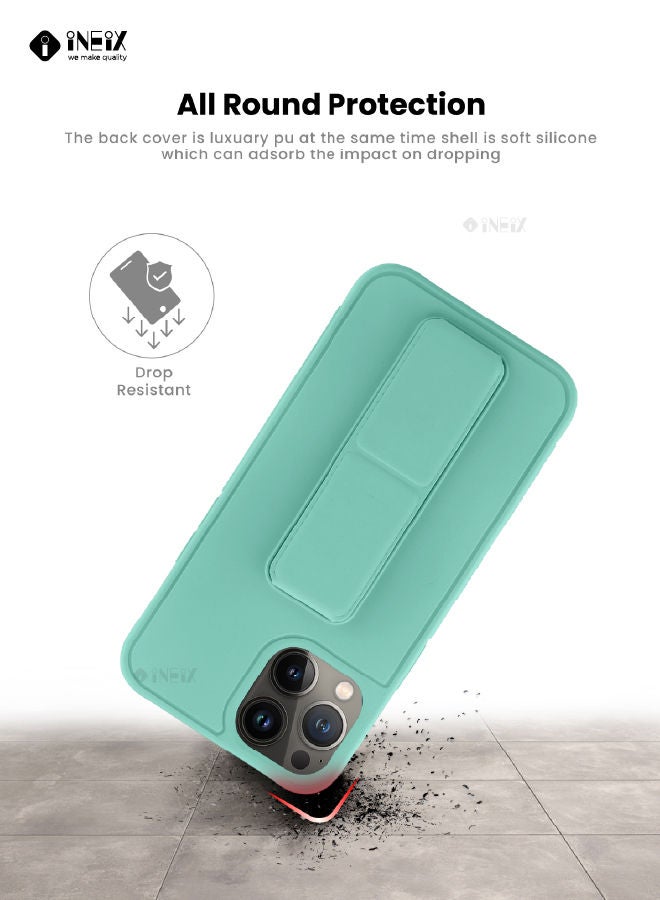 إينيكس جراب حماية 3 في 1 مغناطيسي ذو مسند للهاتف وسوار لأصابع اليد لهاتف  أبل آيفون 14 برو نعناعي - Image 3