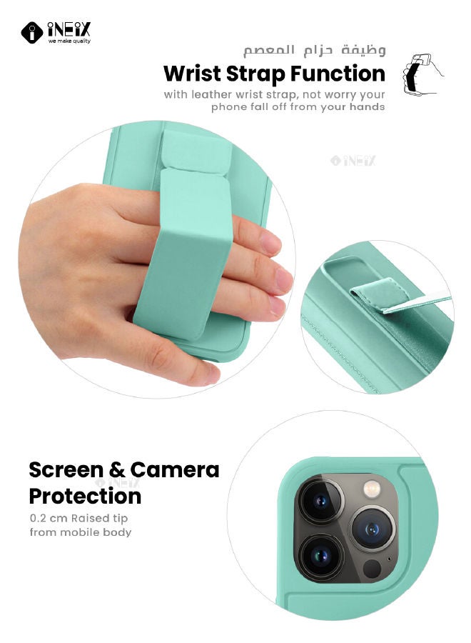 إينيكس جراب حماية 3 في 1 مغناطيسي ذو مسند للهاتف وسوار لأصابع اليد لهاتف  أبل آيفون 14 برو نعناعي - Image 2