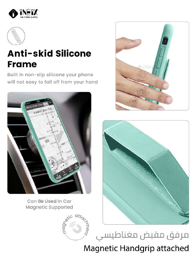 إينيكس جراب حماية 3 في 1 مغناطيسي ذو مسند للهاتف وسوار لأصابع اليد لهاتف  أبل آيفون 14 برو نعناعي - Image 4