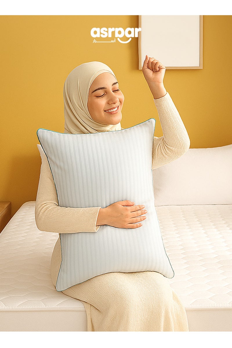 Asraar Cozy Bedroom Starter 4-Piece Set – Includes 1 Stripe Pillow 75 x 50cm, 1 Duvet 240 x 260cm, 1 Bed Sheet 160 x 200cm, and 1 Duvet Cover 240 x 260cm – Perfect for Comfortable Sleep and Modern Home Decor – Standard Size Bedding Essentials  - Image 2
