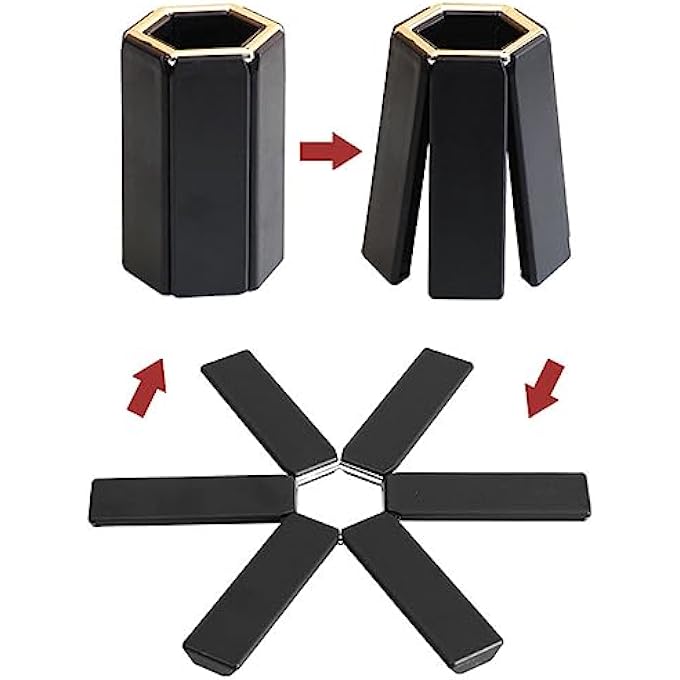 ريحني 4 قطع من الحصائر المقاومة للحرارة القابلة للطي باللون الأسود، واقيات الأواني القابلة للطي، واقيات الأواني لأسطح عمل المطبخ، واقيات الأواني المقاومة للحرارة لطاولة المطبخ - Image 3