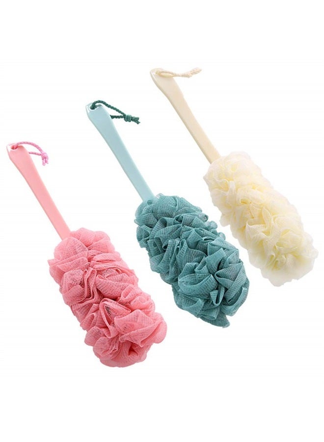 Nutteri 3 Pack Back Scrubber Long Handled Bath Brush Soft Mesh Sponge Exfoliating Body Scrub Back Cleaner Loofah Bathroom Shower Accessories for Women and Men (Multiple Colors) - Image 1
