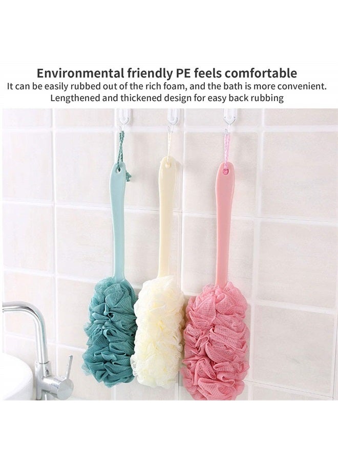 Nutteri 3 Pack Back Scrubber Long Handled Bath Brush Soft Mesh Sponge Exfoliating Body Scrub Back Cleaner Loofah Bathroom Shower Accessories for Women and Men (Multiple Colors) - Image 2