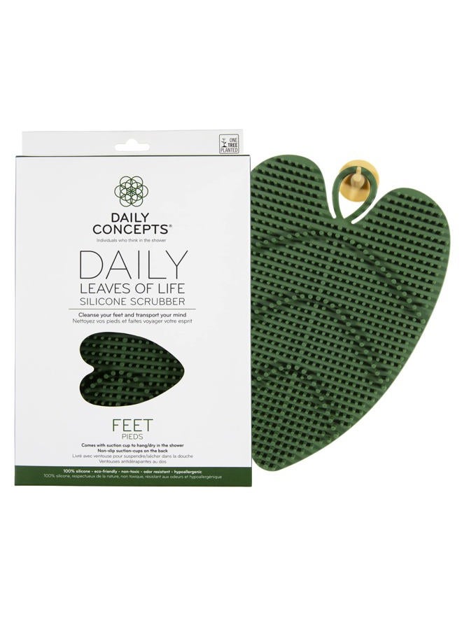 Daily Concepts Leaves of Life Feet Silicone Scrubber - Include Suction Cups on The Bottom of The Scrubber That Stick to Your Shower Floor for a Perfectly-Sized to Clean and Exfoliate Your Feet - Image 1
