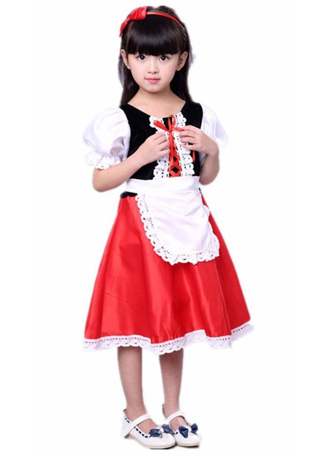 Peicees Little Red Riding Hood Dress Christmas Cosplay Costumes for Girls with Cloak,Headband,Bag 12-13 Years(160cm)  - Image 2
