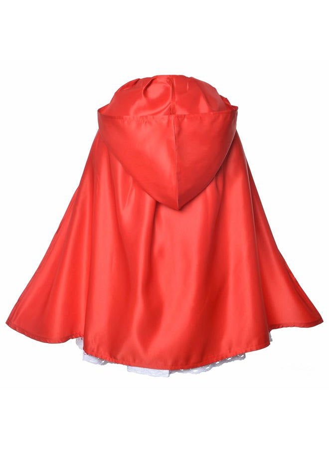 Peicees Little Red Riding Hood Dress Christmas Cosplay Costumes for Girls with Cloak,Headband,Bag 12-13 Years(160cm)  - Image 4