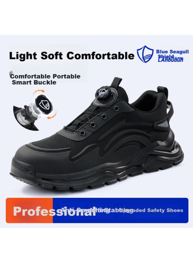 Blue Gull Shield Blue Seagull Shield Labor Protection Shoes Men Lightweight Breathable Anti-Smashing Steel Toe Anti-Stab Safety Soft Bottom Work Site Functional Shoes D211N 45 - Image 1