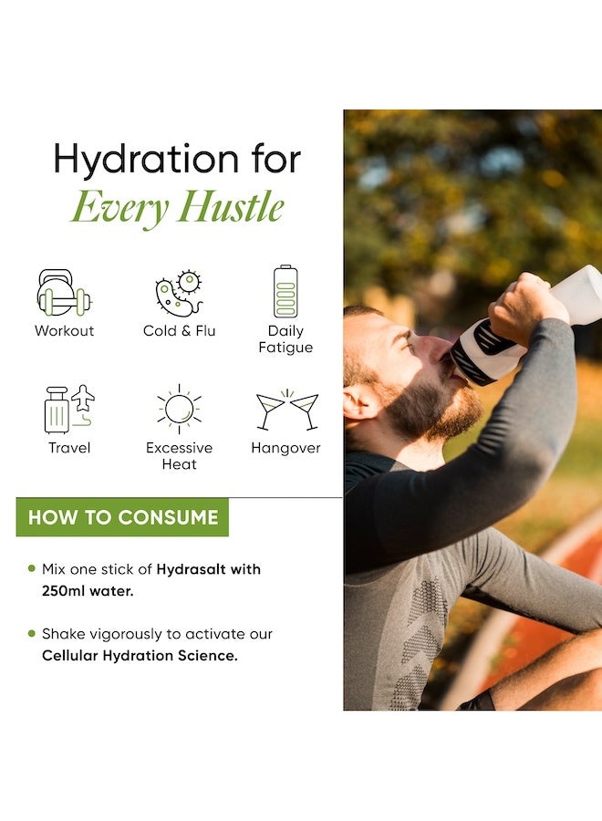 WELLBEING NUTRITION HydraSalt Electrolyte Drink with Zero Added Sugar | 5 Electrolytes & 3 Vitamins for Instant Hydration, Energy, Performance & Recovery, Cucumber Lemonade Flavor 90g, Pack of 15 - Image 5