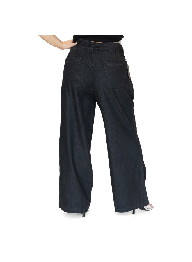 LINELLE بنطلون جينز قطن خفيف الوزن فضفاض للسيدات - أسود، LLJ33230-BK - Image 4