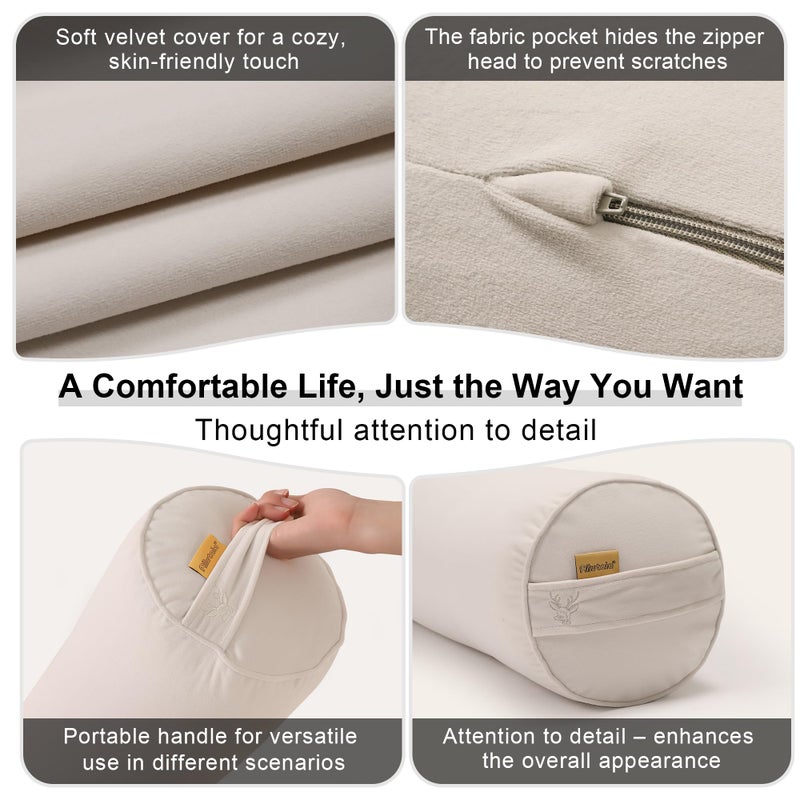 Ailuteie Body Pillow for Adults,Long Round Pillow,Big Cylindrical Pillow,Large Full Bolster Pillows for Side Sleepers (Misty White, 47.24"*7.87") - Image 5