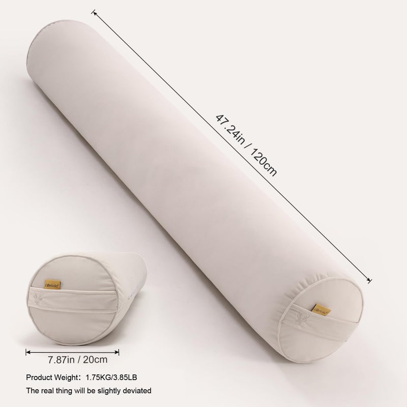 Ailuteie Body Pillow for Adults,Long Round Pillow,Big Cylindrical Pillow,Large Full Bolster Pillows for Side Sleepers (Misty White, 47.24"*7.87") - Image 2