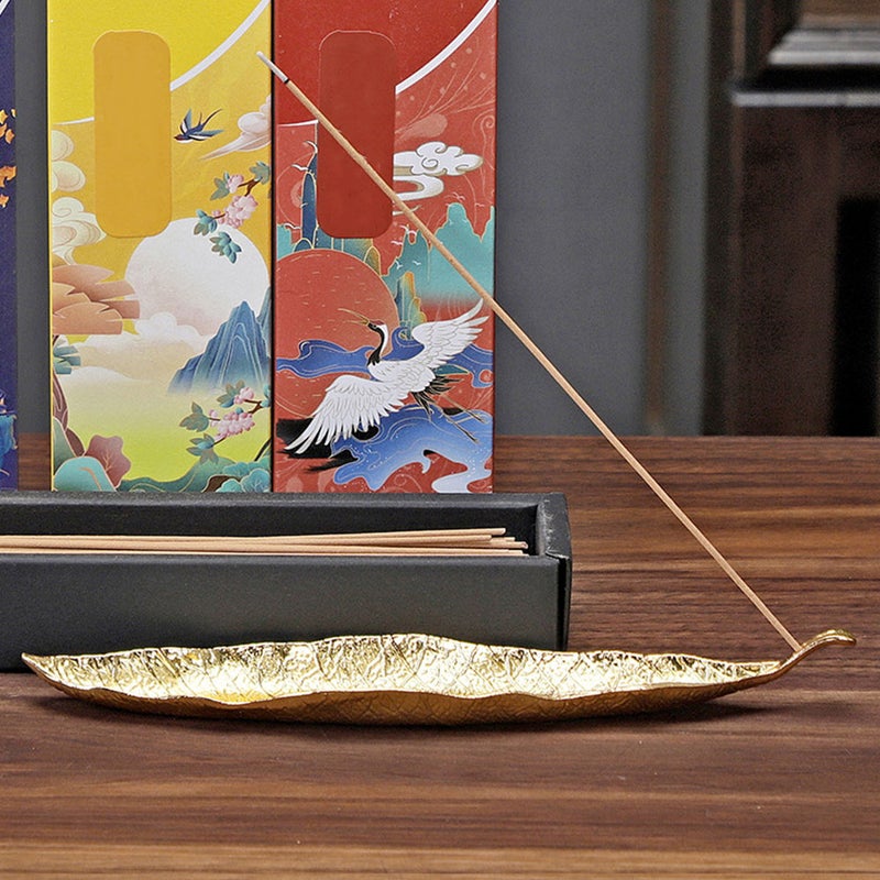 Zinc Alloy Incense Burner Holder Leaf Shape Incense Tray Incense - Image 4