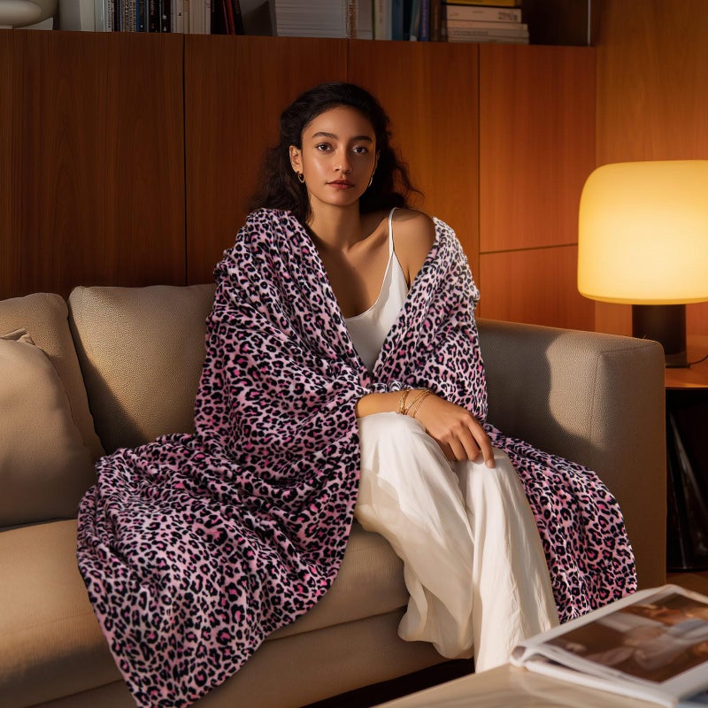 BEDELITE Pink Leopard Twin Size Blanket - Soft & Cozy Cheetah Blanket for Couch  Bed & Sofa  Lightweight Fleece Animal Print Decor  60""x 80""  Pink - Image 4