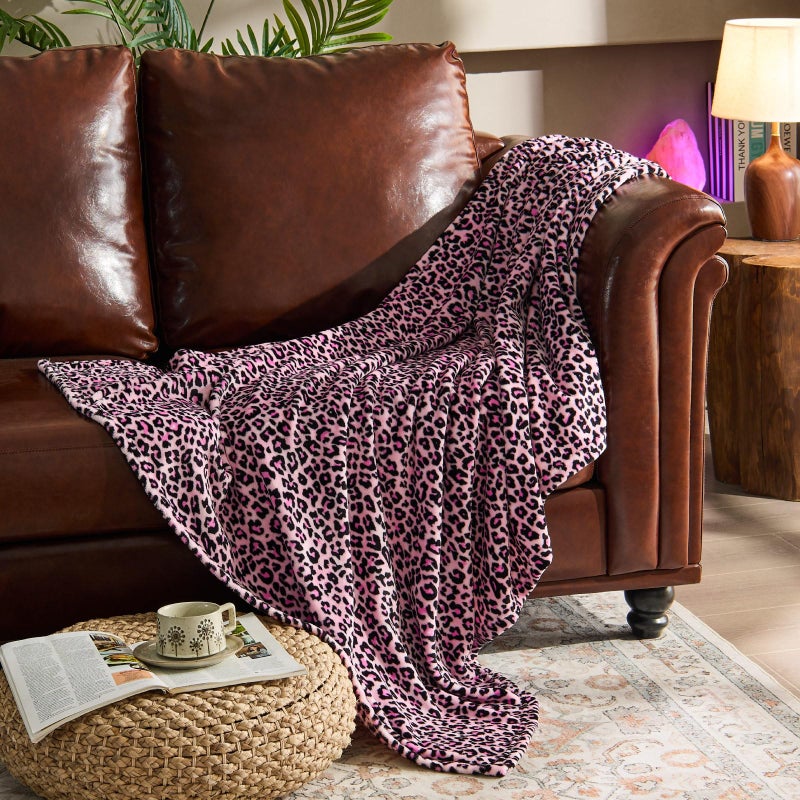 BEDELITE Pink Leopard Twin Size Blanket - Soft & Cozy Cheetah Blanket for Couch  Bed & Sofa  Lightweight Fleece Animal Print Decor  60""x 80""  Pink - Image 3