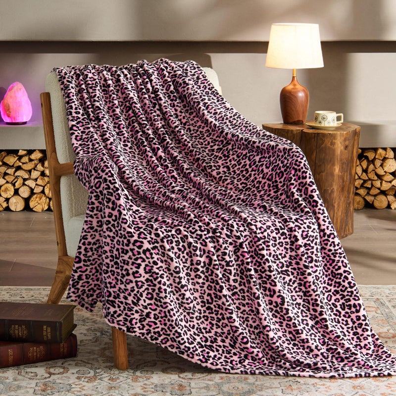 BEDELITE Pink Leopard Twin Size Blanket - Soft & Cozy Cheetah Blanket for Couch  Bed & Sofa  Lightweight Fleece Animal Print Decor  60""x 80""  Pink - Image 2