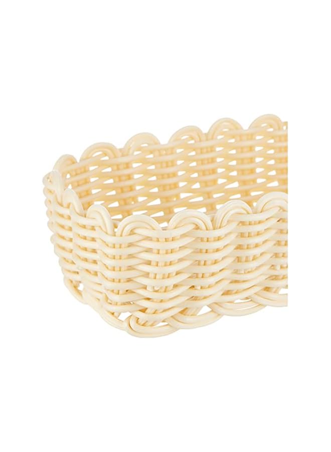 The Bros Heavy Duty Rectangular Polypropylene Rattan Basket - C06021, Beige, 26.5X10X6Cm - Image 5