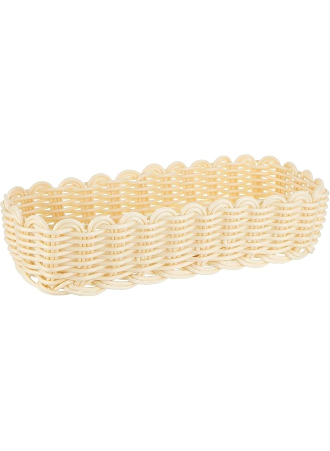 The Bros Heavy Duty Rectangular Polypropylene Rattan Basket - C06021, Beige, 26.5X10X6Cm - Image 1