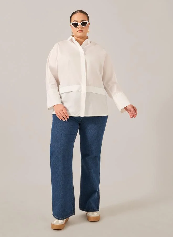 Styli Styli Plus Size Solid Long Sleeves Oversized Shirt