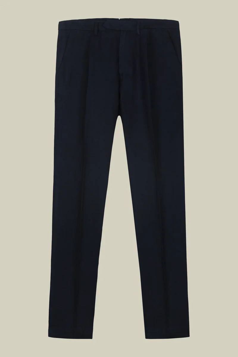 Doppelganger Blue Men's trousers with two small pleats and concealed button - DK Blue for Men | Best Price UAE