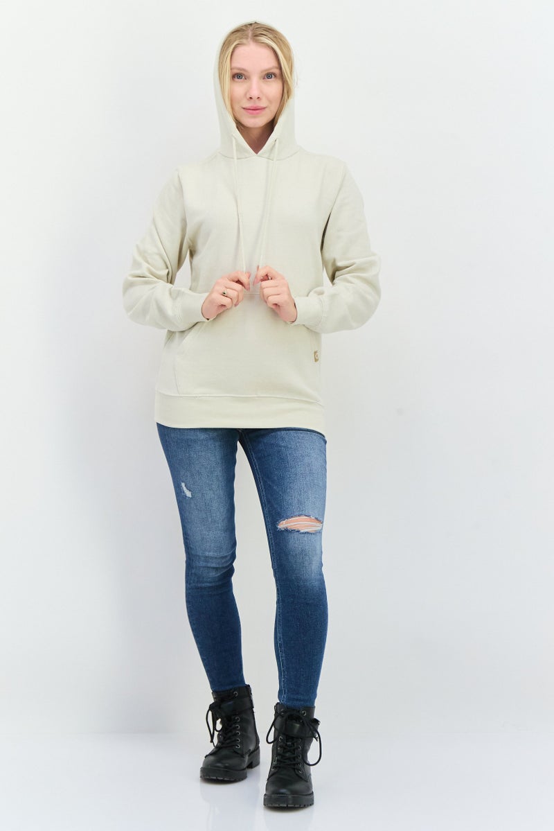 JUICE Women Hooded Plain Long Sleeves Sweatshirt, Beige - Image 4
