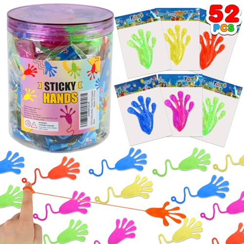 Siwarm Easter Egg Fillers 52 pcs Sticky Hands Party Favors for Kids 48 812 Goodie Bag Stuffers Treasure Box Prizes Mini Stretchy Hands Fidget Toys Birthday Gifts for Boys Girls Teens - Image 1