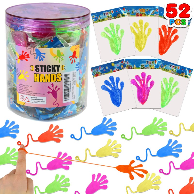 Siwarm Easter Egg Fillers 52 pcs Sticky Hands Party Favors for Kids 48 812 Goodie Bag Stuffers Treasure Box Prizes Mini Stretchy Hands Fidget Toys Birthday Gifts for Boys Girls Teens - Image 2