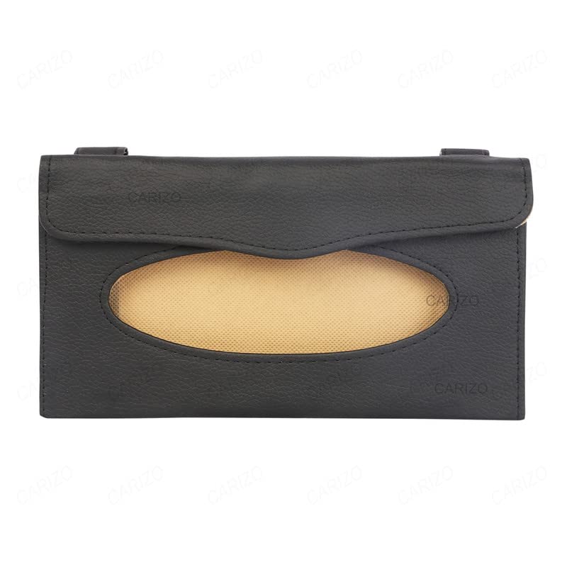CARIZO Sun Visor Car Tissue Holder, Car Mask Holder, Premium Black Leather Car Mask Dispenser, Sun Visor Napkin Holder Compatible with Mercedes-Benz S-Class Cabriolet - Image 2
