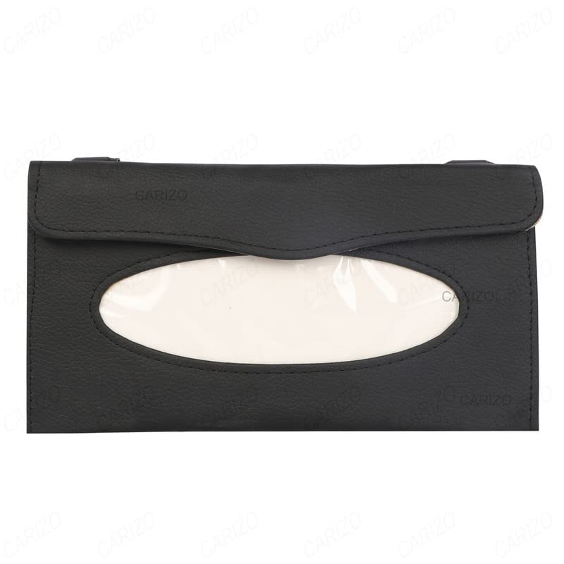 CARIZO Sun Visor Car Tissue Holder, Car Mask Holder, Premium Black Leather Car Mask Dispenser, Sun Visor Napkin Holder Compatible with Mercedes-Benz S-Class Cabriolet - Image 1