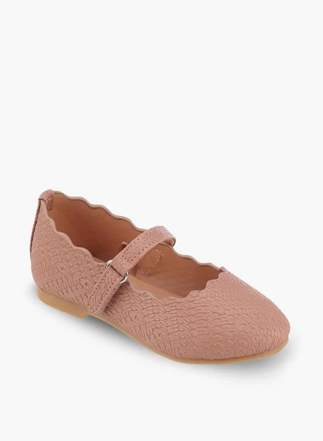 Juniors Girls Textured Mary Jane Shoes With Scalloped Trim