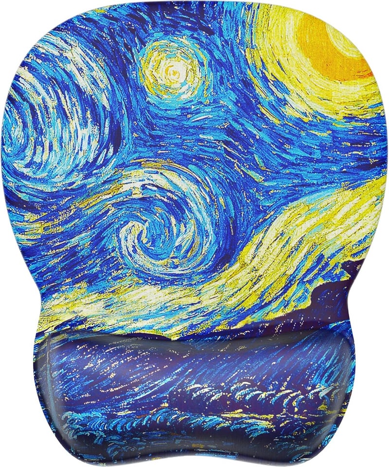 MROCO Ergonomic Mouse Pad with Gel Wrist Rest, Comfortable Mousepad with Smooth Wrist Support Surface and Non-Slip PU Base for Pain Relief, Computer, Laptop, Office & Home, 9.4 x 8.1 in, Starry Night - Image 1