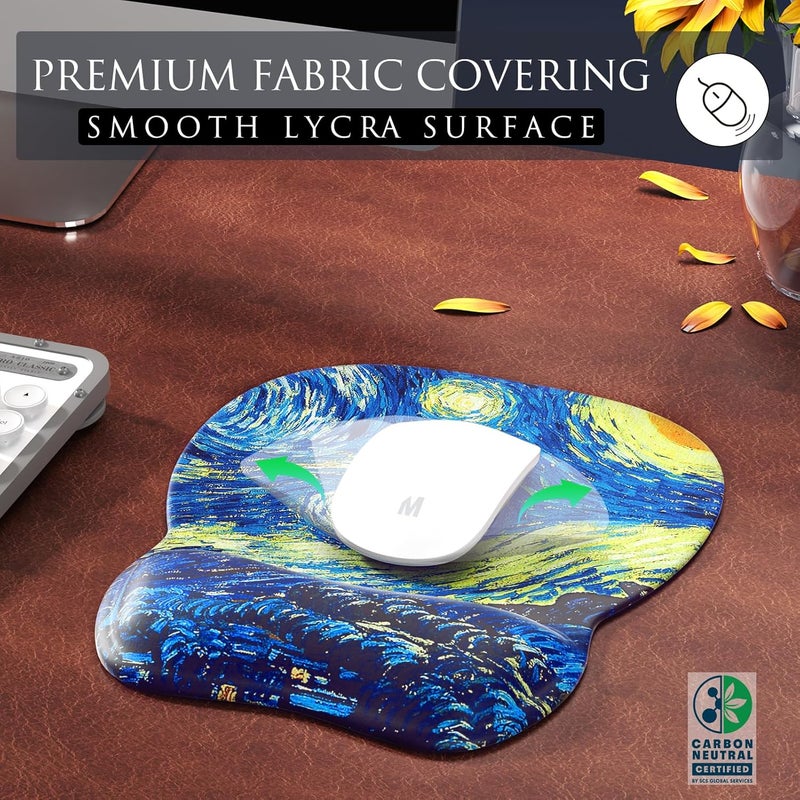 MROCO Ergonomic Mouse Pad with Gel Wrist Rest, Comfortable Mousepad with Smooth Wrist Support Surface and Non-Slip PU Base for Pain Relief, Computer, Laptop, Office & Home, 9.4 x 8.1 in, Starry Night - Image 2