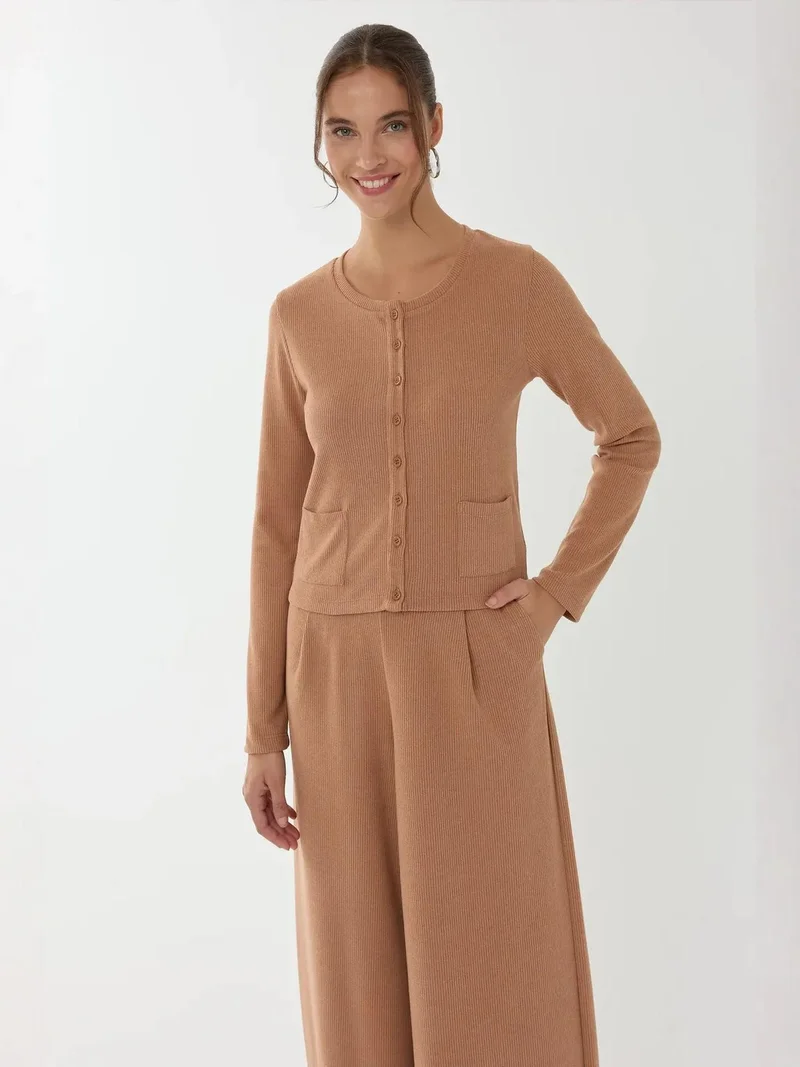 HICCUP Button-Front Knit Cardigan