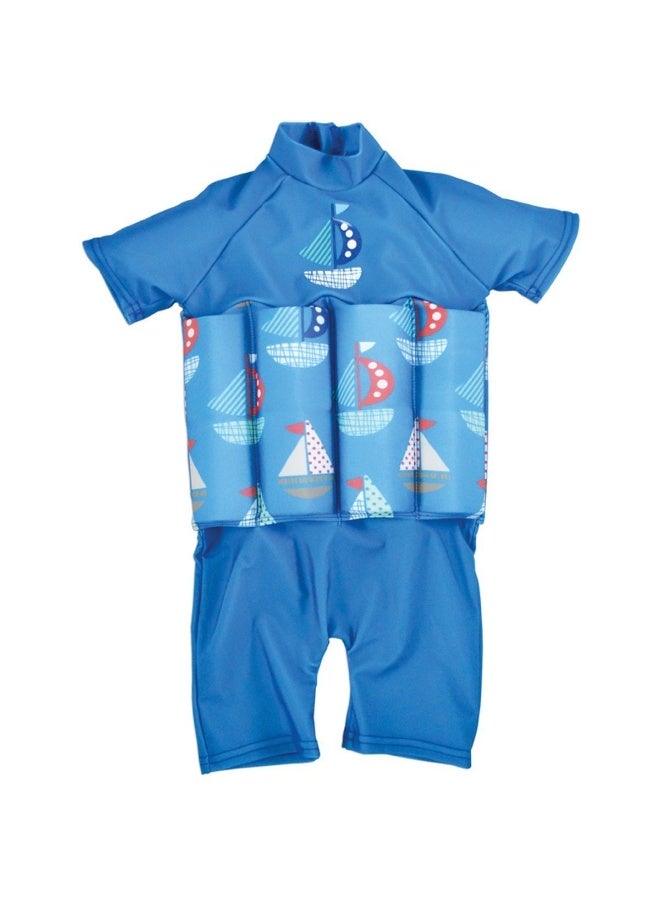 صندوق العاب بدلة سباحة عائمة للأطفال من قطعة واحدة مع طفو قابل للتعديل، بدلة سباحة بأكمام قصيرة برسومات كرتونية، مقاس XL (52 × 45 سم) - Image 1