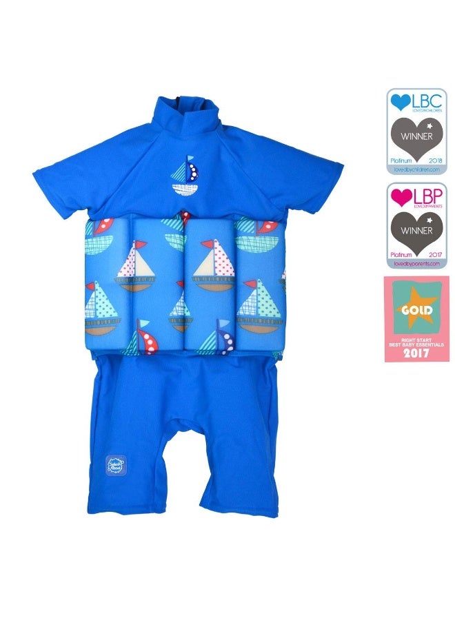 صندوق العاب بدلة سباحة عائمة للأطفال من قطعة واحدة مع طفو قابل للتعديل، بدلة سباحة بأكمام قصيرة برسومات كرتونية، مقاس XL (52 × 45 سم) - Image 2