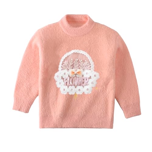 Bold N Elegant Girls Flower Basket Woolen Warm Party Kids Sweater Pullover | Soft Fuzzy Knit Pullover Sweater Winter Jumper for Baby Girls Upto 6 Years Peach - Image 1