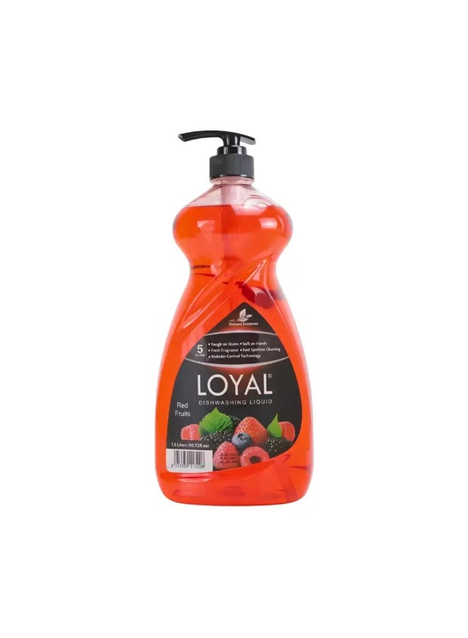 loyal سائل غسيل الصحون لويل 5 في 1 برائحة الفواكه الحمراء - 1.5 لتر - Image 1