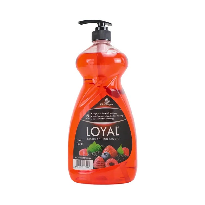 loyal سائل غسيل الصحون لويل 5 في 1 برائحة الفواكه الحمراء - 1.5 لتر - Image 1