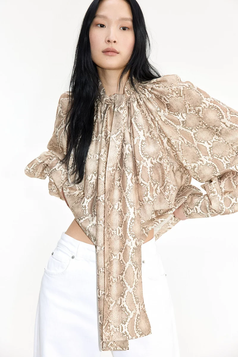 H&M Tie-neck blouse