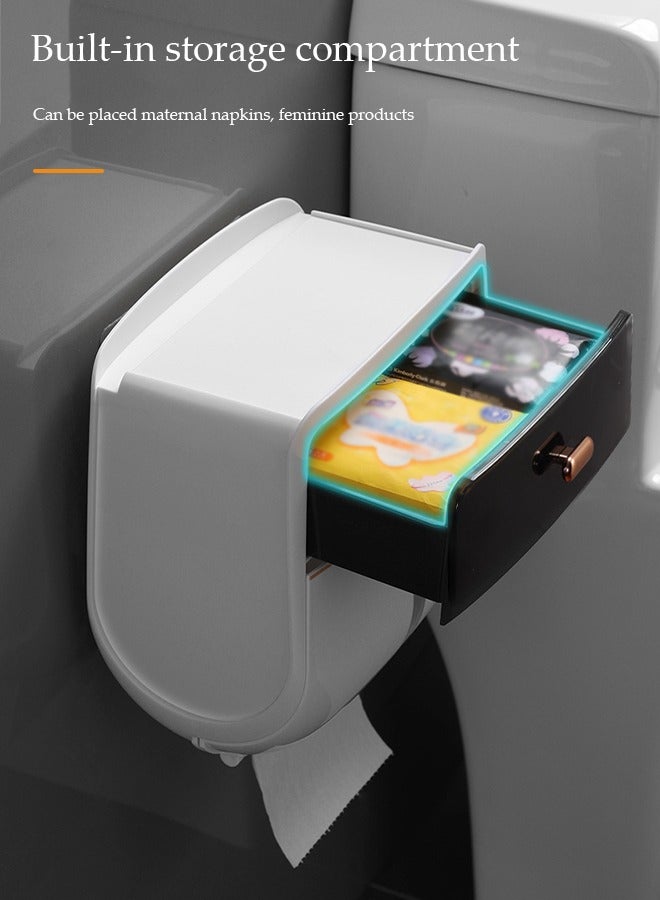 DUNISO Wall mounted toilet paper holder, paper towel holder, wall mounted tissue box, bathroom waterproof paper holder, toilet paper roll holder with storage box - Image 4