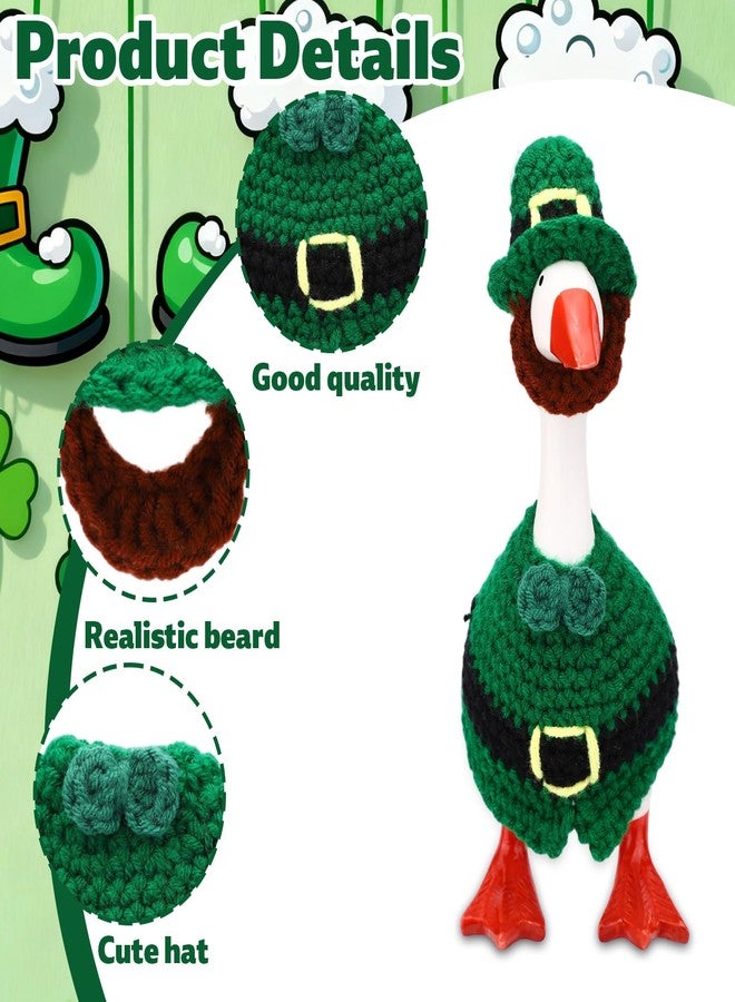 Sinbana St. Patrick's Desk Goose Outfit Including Hat & Clothes, Clover Theme Funny Mini Desk Goose Costume, St Patrick Geese Clothing Accessories Decor for 7 Inch Desktop Geese - Image 4