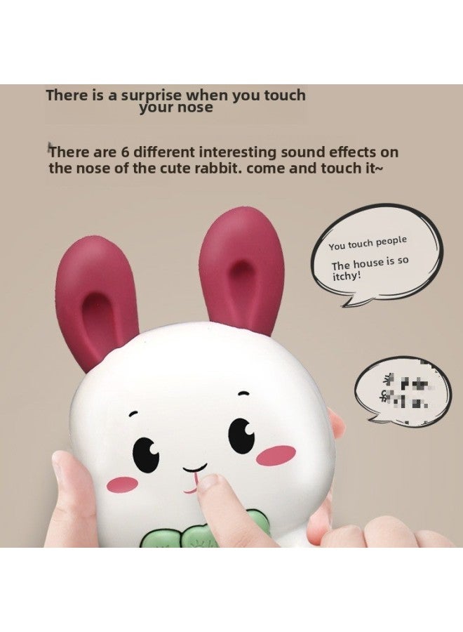 Children's Story Machine Nursery Rhyme Player Baby Early Education Machine Baby Music Enlightenment Toy Educational Infant Singing-Memory Capacity:[rechargeable Version] Cute Rabbit Story Machine + [biteable] Sliding Soft Rubber Car  - Image 4