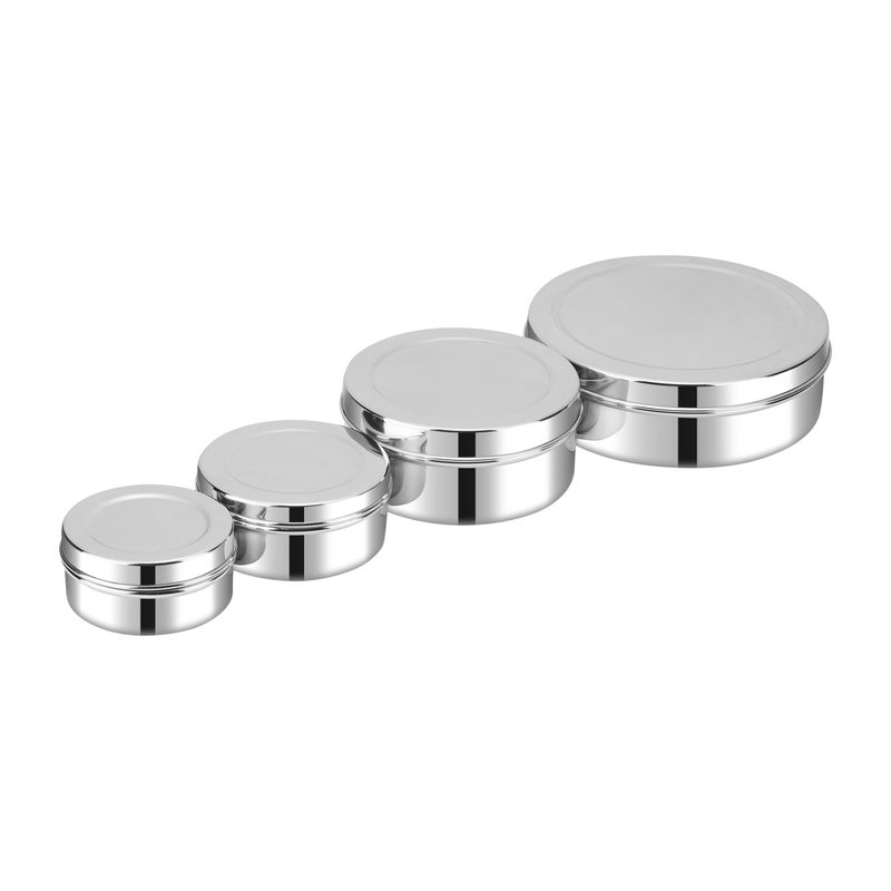Kraft Stainless Steel Puri Dabba Set – 4 Pcs (6 cm, 7 cm, 9 cm, 11 cm) | Multipurpose Storage Containers for Puri, Snacks & Dry Food | Food-Grade Steel, Rust-Free & Easy to Clean - Image 5