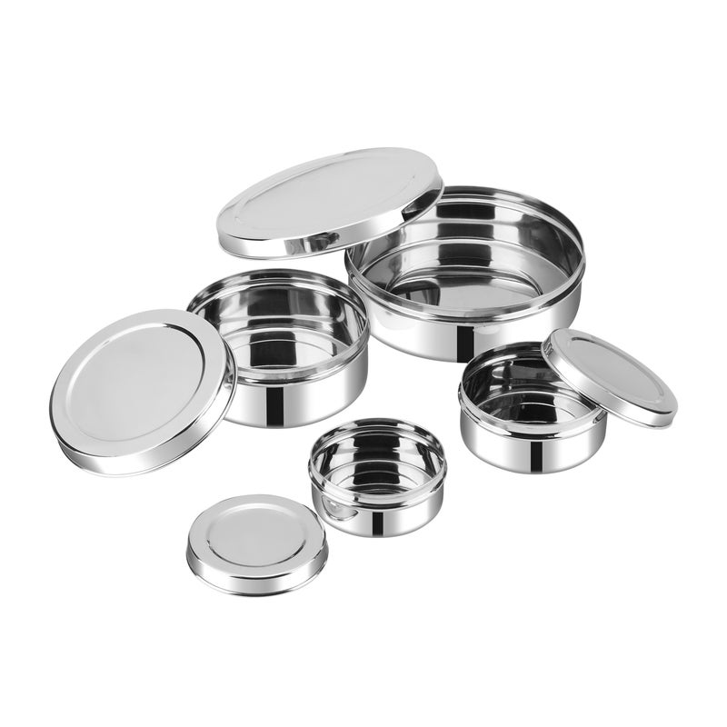 Kraft Stainless Steel Puri Dabba Set – 4 Pcs (6 cm, 7 cm, 9 cm, 11 cm) | Multipurpose Storage Containers for Puri, Snacks & Dry Food | Food-Grade Steel, Rust-Free & Easy to Clean - Image 2