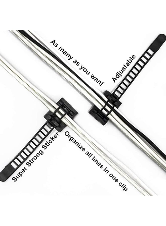 إيروريكس 20 قطعة من مشابك الكابلات وربطات الكابلات اللاصقة وربطات الكابلات النايلون القابلة للتعديل ومشابك الكابلات اللاصقة مع حامل لولبي اختياري لإدارة السلك - Image 5