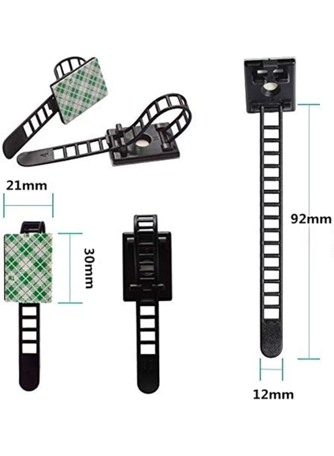 إيروريكس 20 قطعة من مشابك الكابلات وربطات الكابلات اللاصقة وربطات الكابلات النايلون القابلة للتعديل ومشابك الكابلات اللاصقة مع حامل لولبي اختياري لإدارة السلك - Image 4