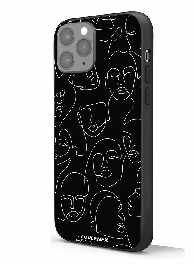 Covernex Apple iPhone 11 Pro Protective Case Cover Printed Featuring Abstract One Line Faces Art - Image 1