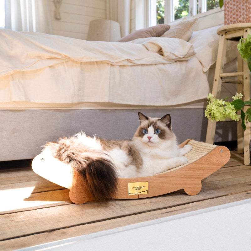 CHEERHOME PETS Sisal Cat Scratcher Bed for Indoor Cats Hammock for Scratching Pad Cat Chair Natural Sisal Scratch Post for Large Cats Scratcher Lounge, Wooden Cat Furniture(Large) - Image 2