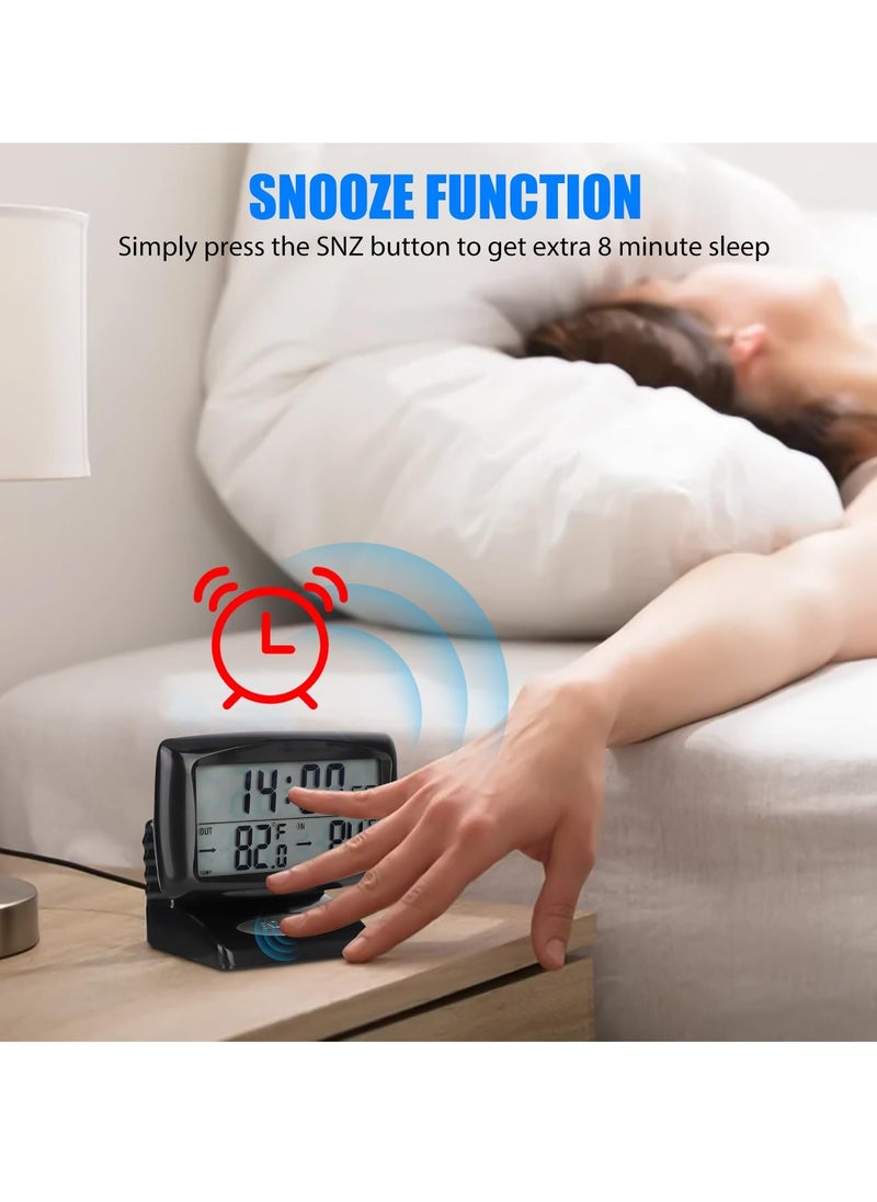 إسكدنيا Car Digital Thermometer Clock, Car Digital Temperature Dashboard Clock, Car Dashboard Clock with Dual Fahrenheit Date Alarm, LCD Backlight Car Accessories, for Car Interior (Black) - Image 5